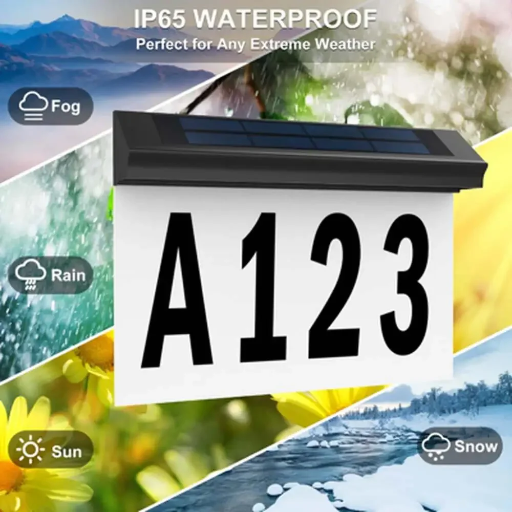 Solar House Number Sign outside Solar Address Sign Lighted Plaque Waterproof